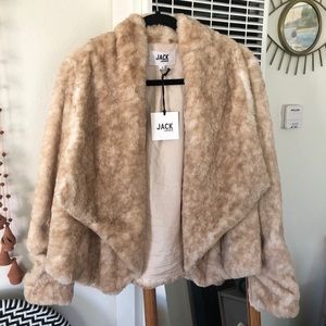 Jack by BB Dakota Drape Front Faux Fur Jacket - S